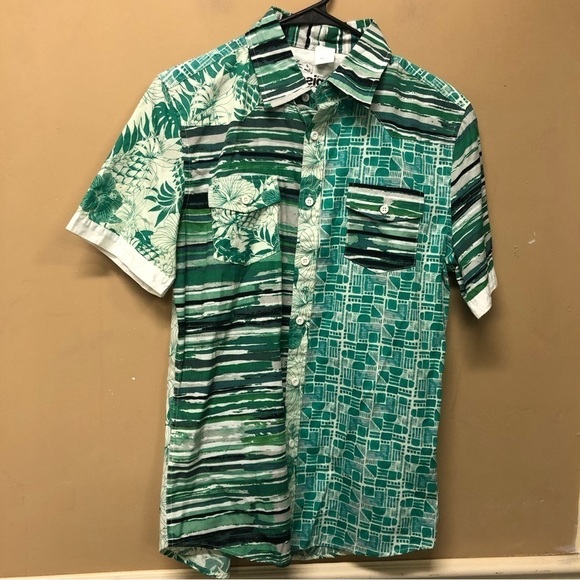 Desigual Womens Green Hawaiian Print Button Front Shirt Size M - Picture 1 of 7
